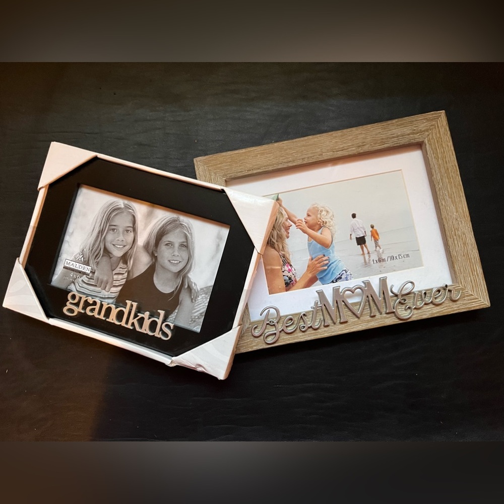 Two 4x6 picture frames. One is black and one is rustic tan.